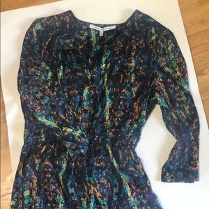 Graphic button down shirt dress